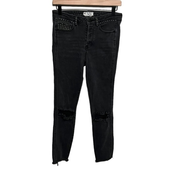 Free People Black Rip Studded Skinny Jeans - Picture 2 of 10